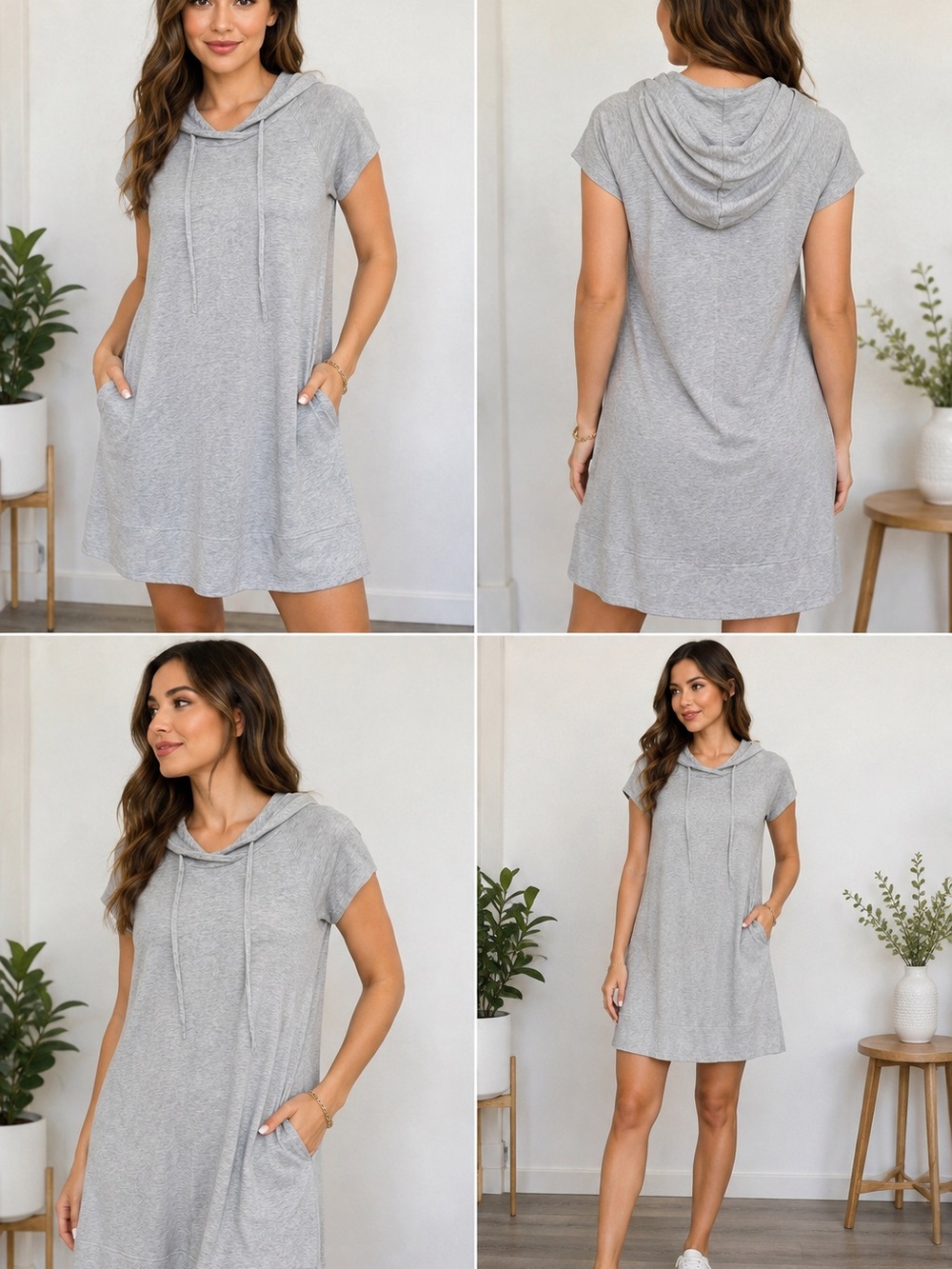 Lou & Grey Women’s Gray Hooded T-Shirt Dress Size S Soft Rayon Casual